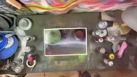 Spray paint art Planets Space