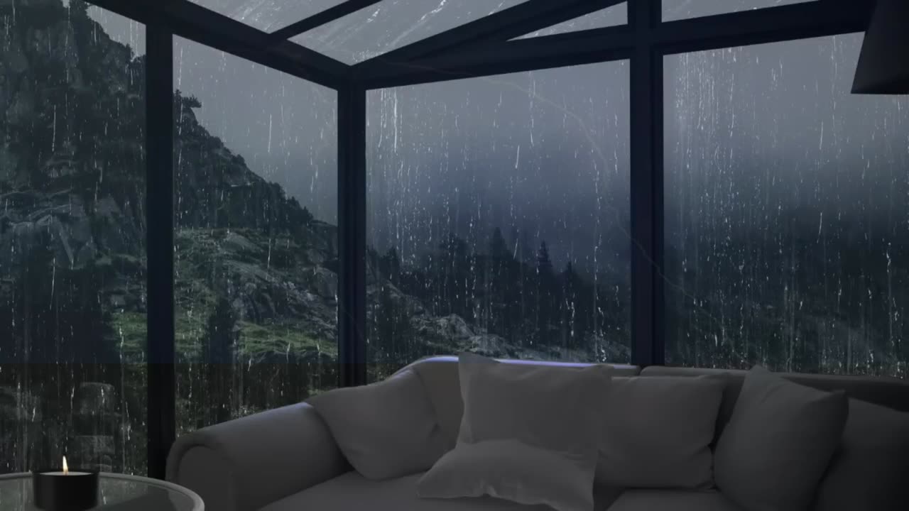 Relaxing Rain Sounds for Sleep _ Rain in the Mountains _ Window