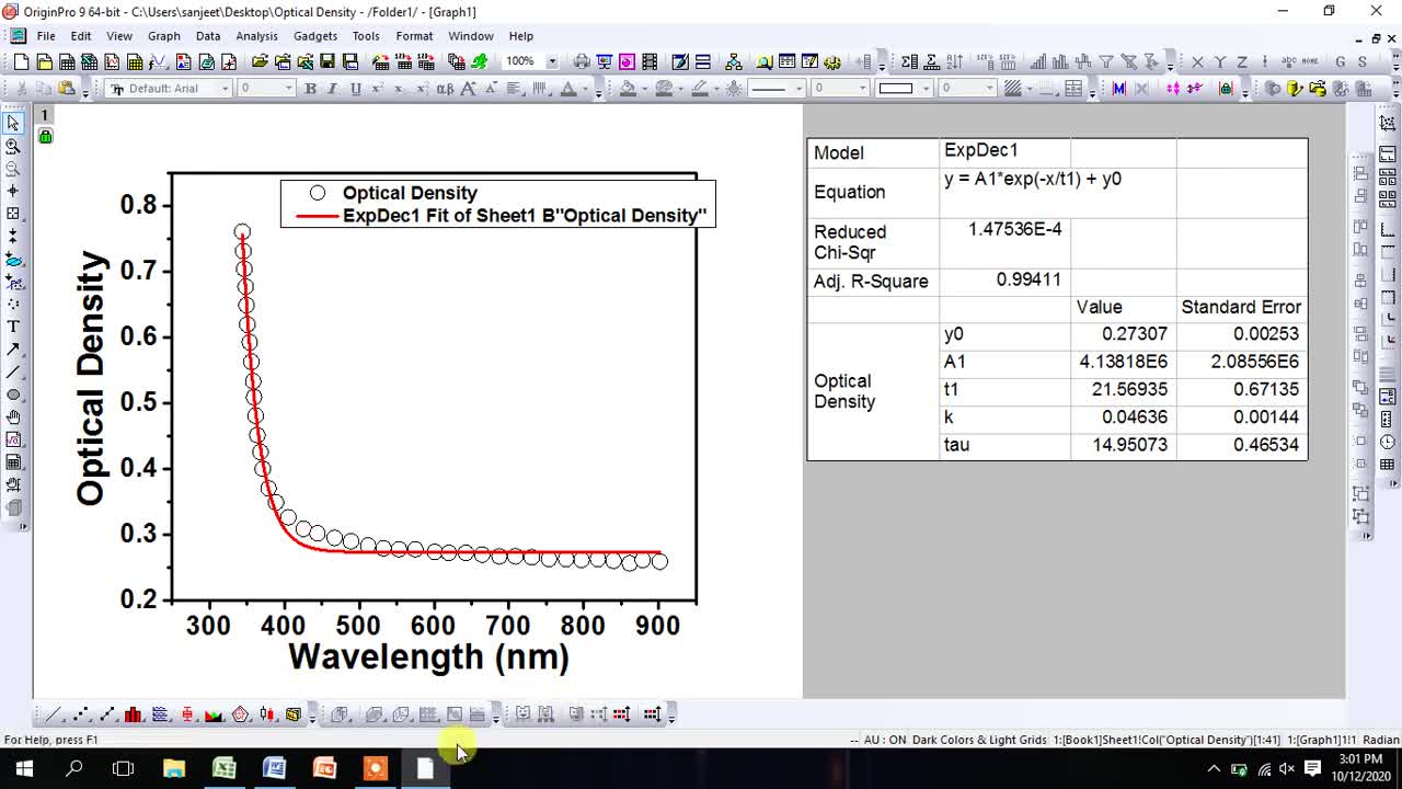 How to do Non-linear Fitting functions in the Data using exponential function via Origin Software.