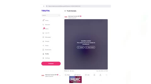 TRUTH SOCIAL CENSORS MCRC POST ON ELECTION INTEGRITY