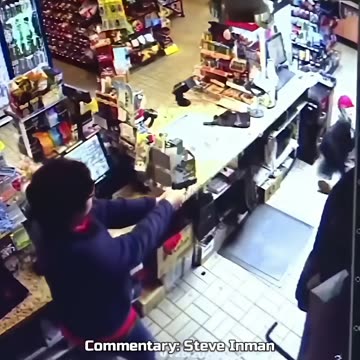 Another robber brings a knife to a gunfight and fails miserably