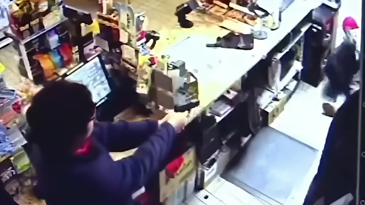Another robber brings a knife to a gunfight and fails miserably