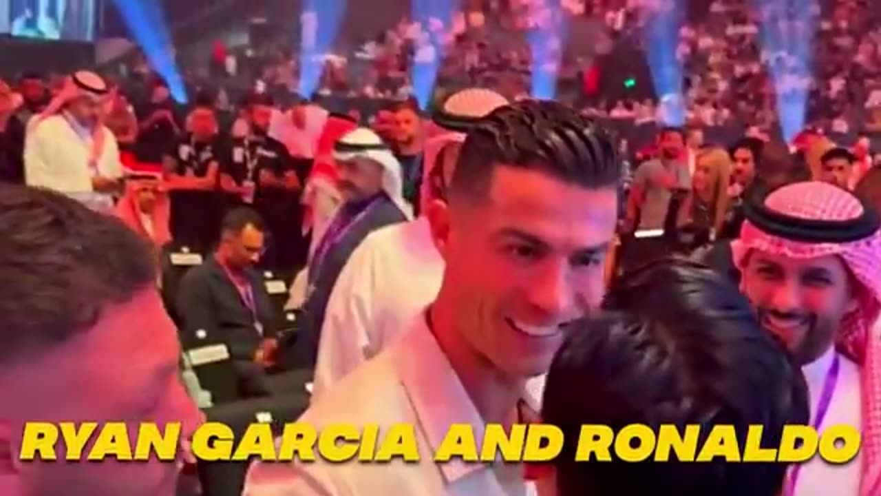 Cristiano Ronaldo meet Neymar & Ryan Garcia at Usyk vs Fury Fight 😍❤️