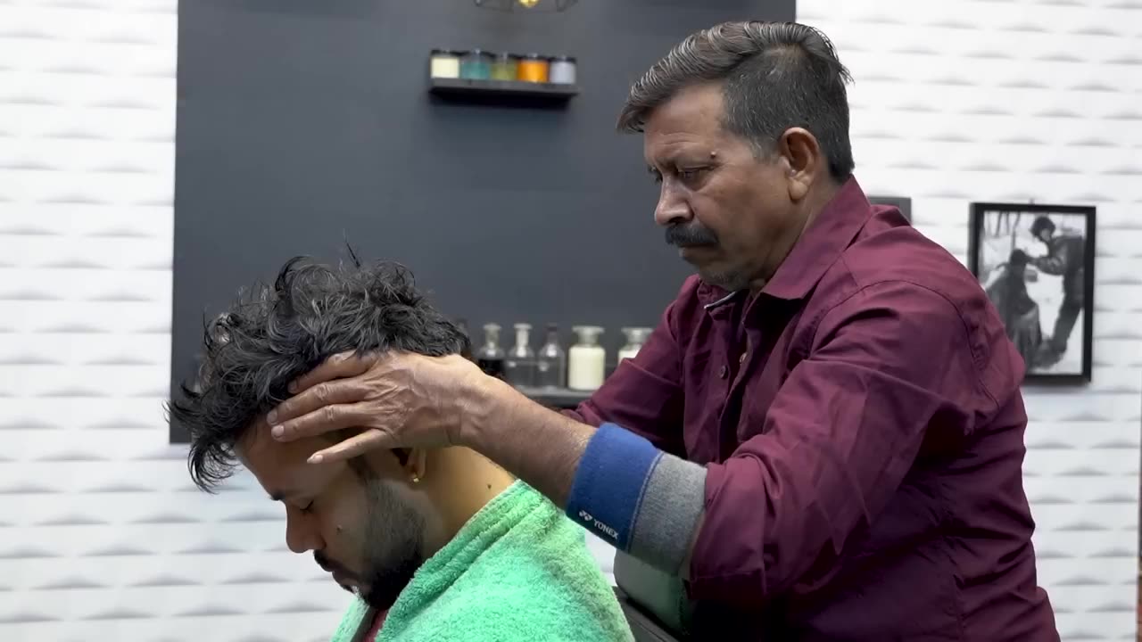 Street Barber Performing Chair Massage in Studio Salon _ Indian Massage