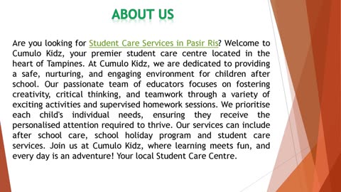 Are you looking for Student Care Services in Pasir Ris?