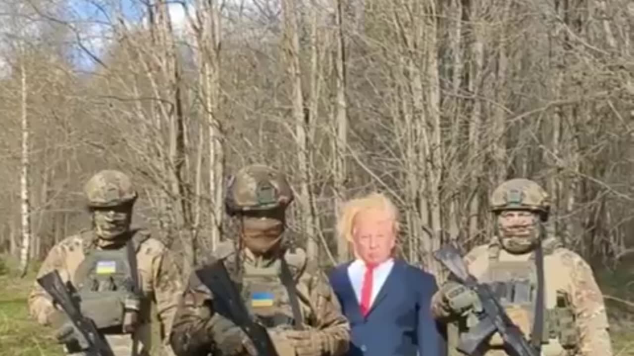Members of the Ukrainian army burn an effigy of Donald Trump. “You will never