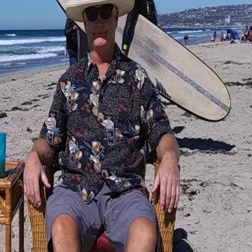 Surfers Photobomb The Captain at Mission Beach.