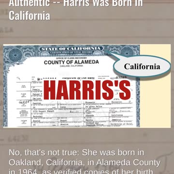 Fact Check: Jamaican 'Certificate Of Birth' Naming Kamala Harris NOT Authentic -- Born In California
