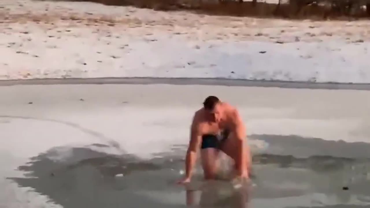 People Are Awesome - Guy Takes Dip in Frozen Lake