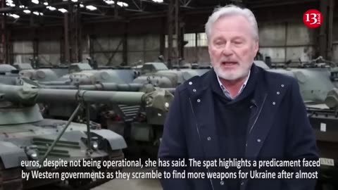 Drone footage shows Belgian warehouse full of tanks which trader says could help Ukraine