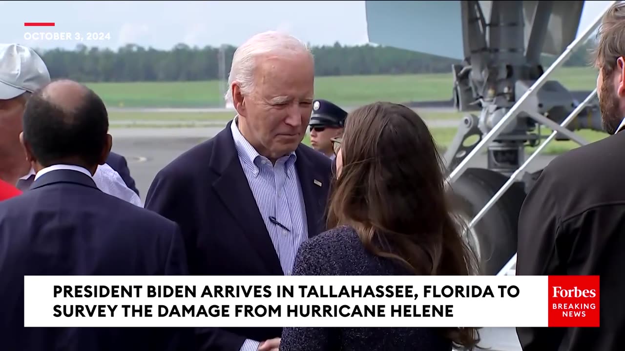 President Biden Arrives In Tallahassee, Florida To Survey The Damage From Hurricane Helene