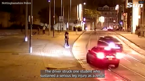 Shock moment driver deliberately mows down student after starting huge fight outside club