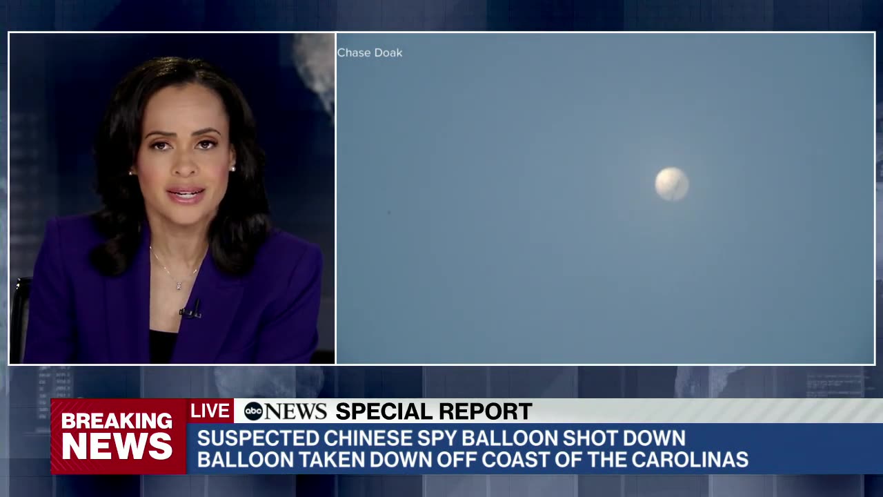 Suspected Chinese spy balloon shot down l ABC News