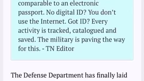 The DOD is planning on limiting internet access to those without a Digital ID by 2027.