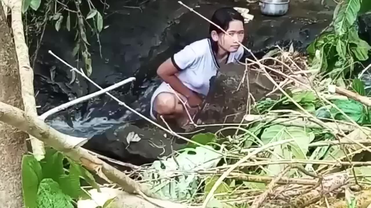bathing in the river