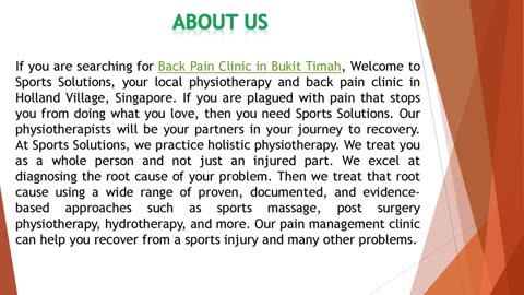 If you are searching for Back Pain Clinic in Bukit Timah