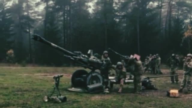 Firing Field Gun at Russian Positions