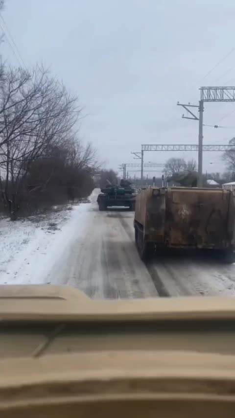 Ukrainian Armored Column Moving Through Bakhmut