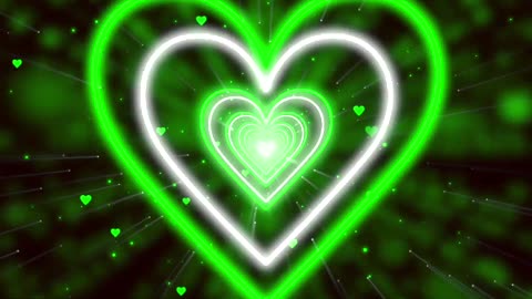 673. Heart Tunnel💚Green Love Heart Tunnel Background Video Loop Heart