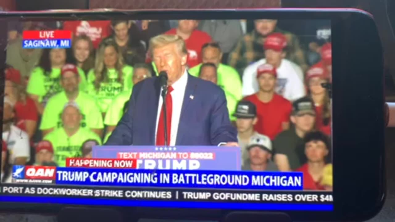 🦅OANN Donald Trump in battleground Saginaw Michigan Thursday October 03 04:06 pm