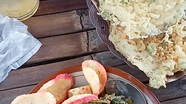 Rural Life Indonesian Food Pecel and Mendoan