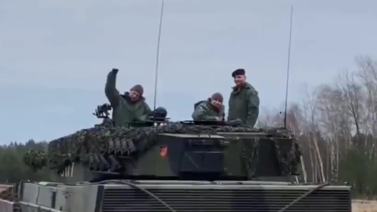 Ukrainian Tank Operator caught Nazii saluting on Leopaard 2 German tank, training in Poland.