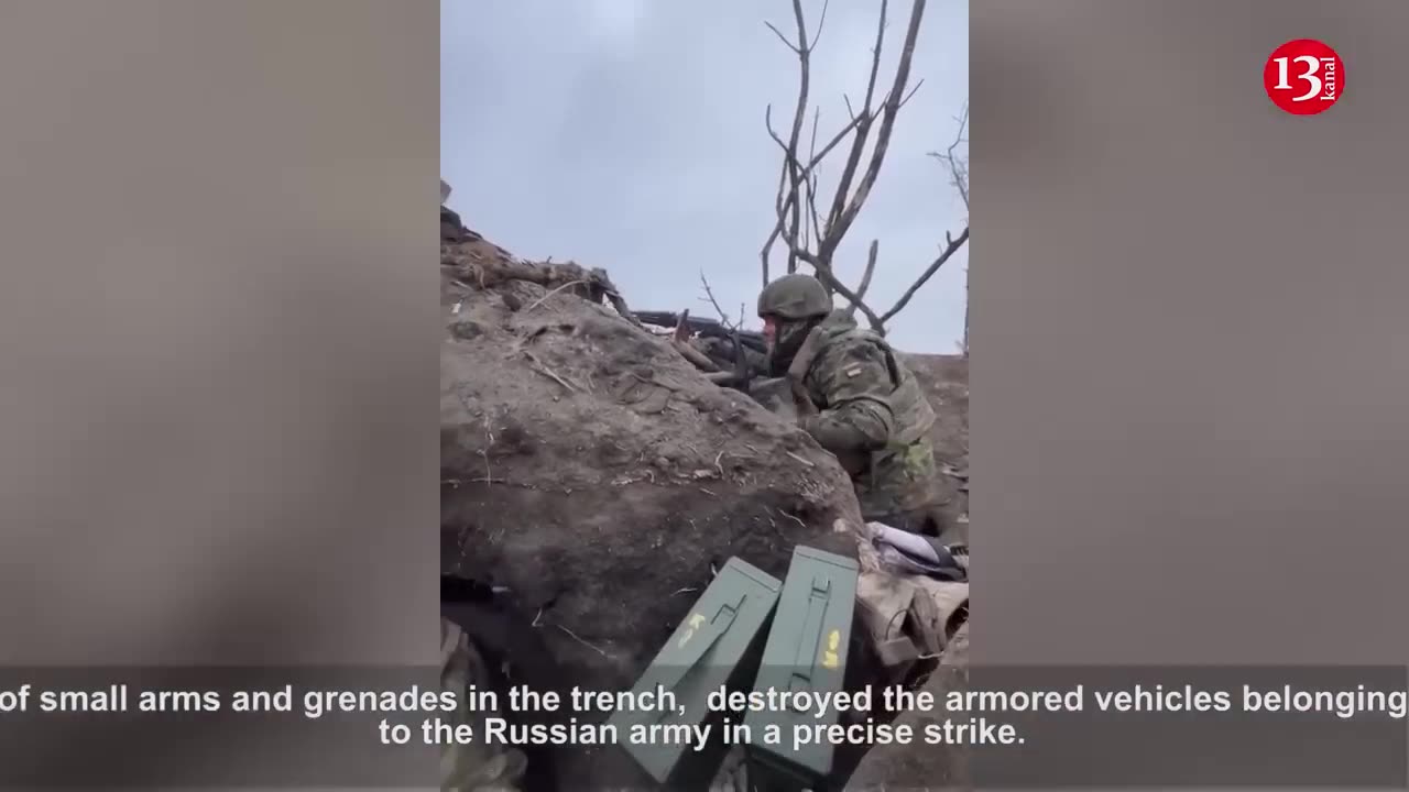 Fighters laying ambush for advancing Russian vehicles in a trench- "We destroy those who approach"