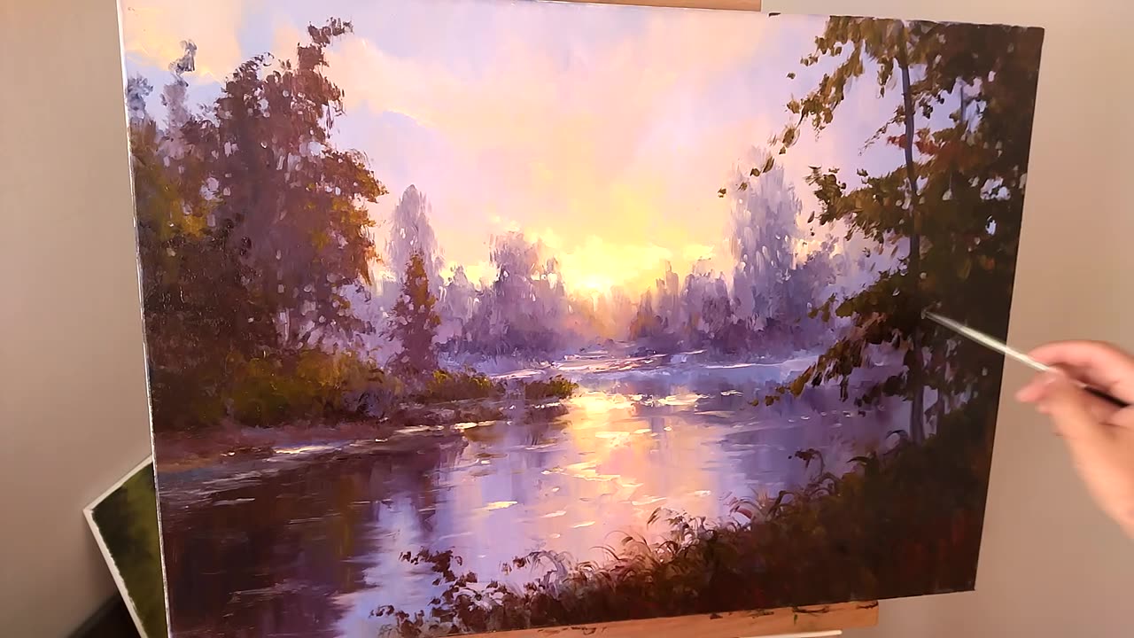 How To Paint A Beautiful Morning Landscape In Oil | Time Lapse