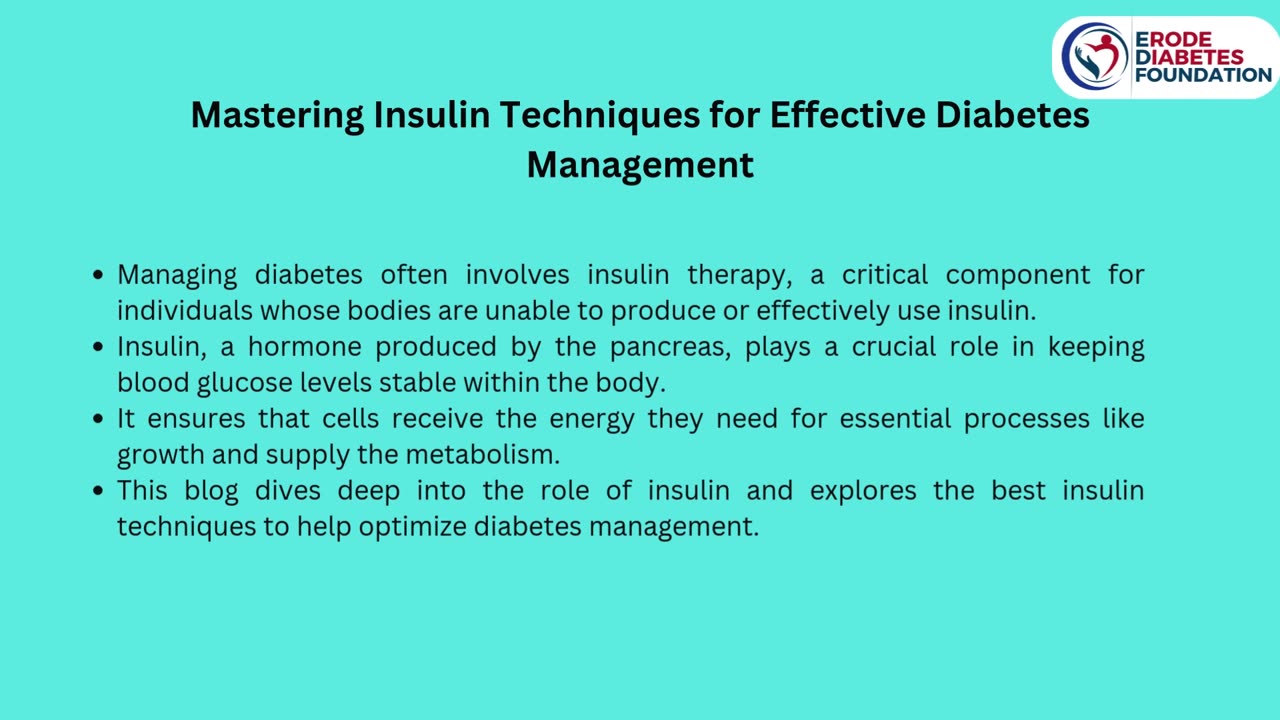 Insulin techniques : A key to Effective Diabetes Management