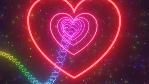 1127. Rainbow Neon Glowing Heart Roller Coaster Wave Hills In Outer Space