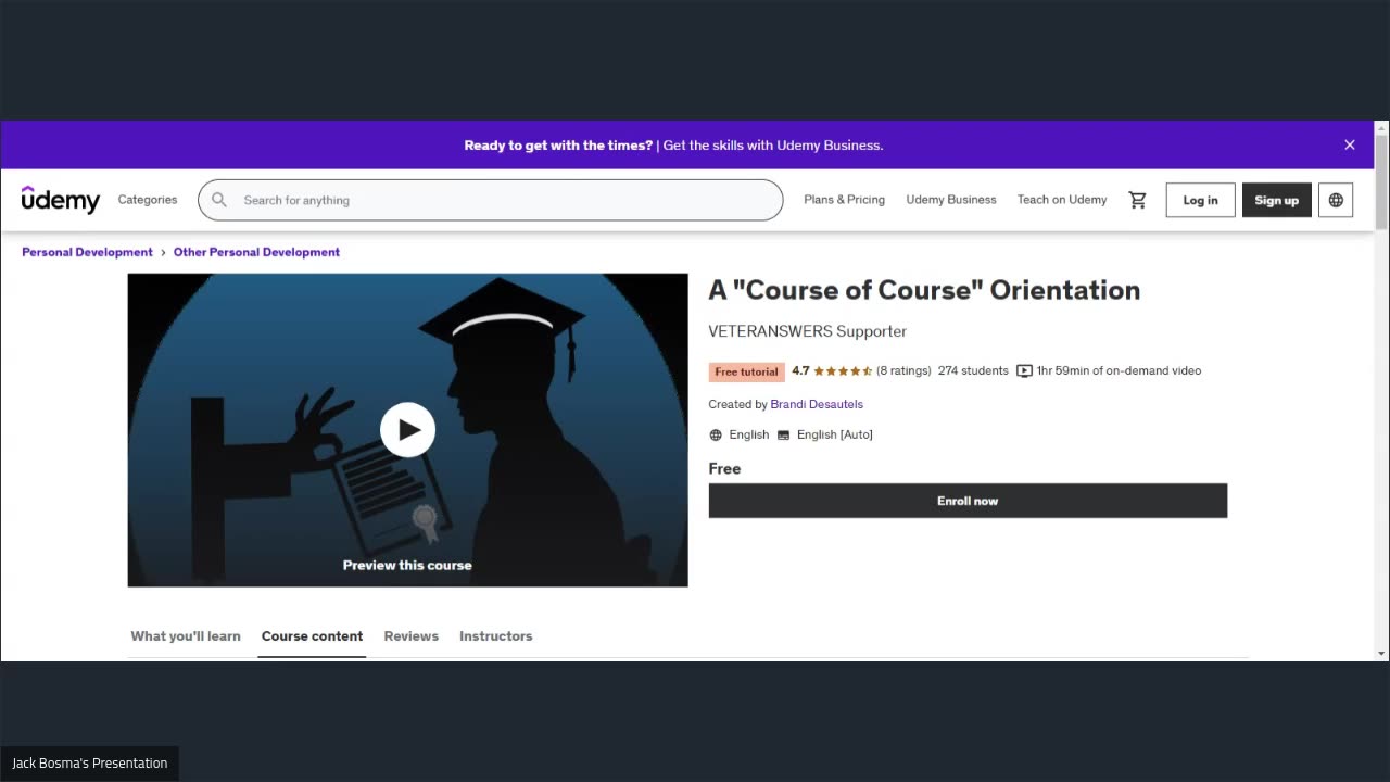 A "Course of Course" Orientation Preview