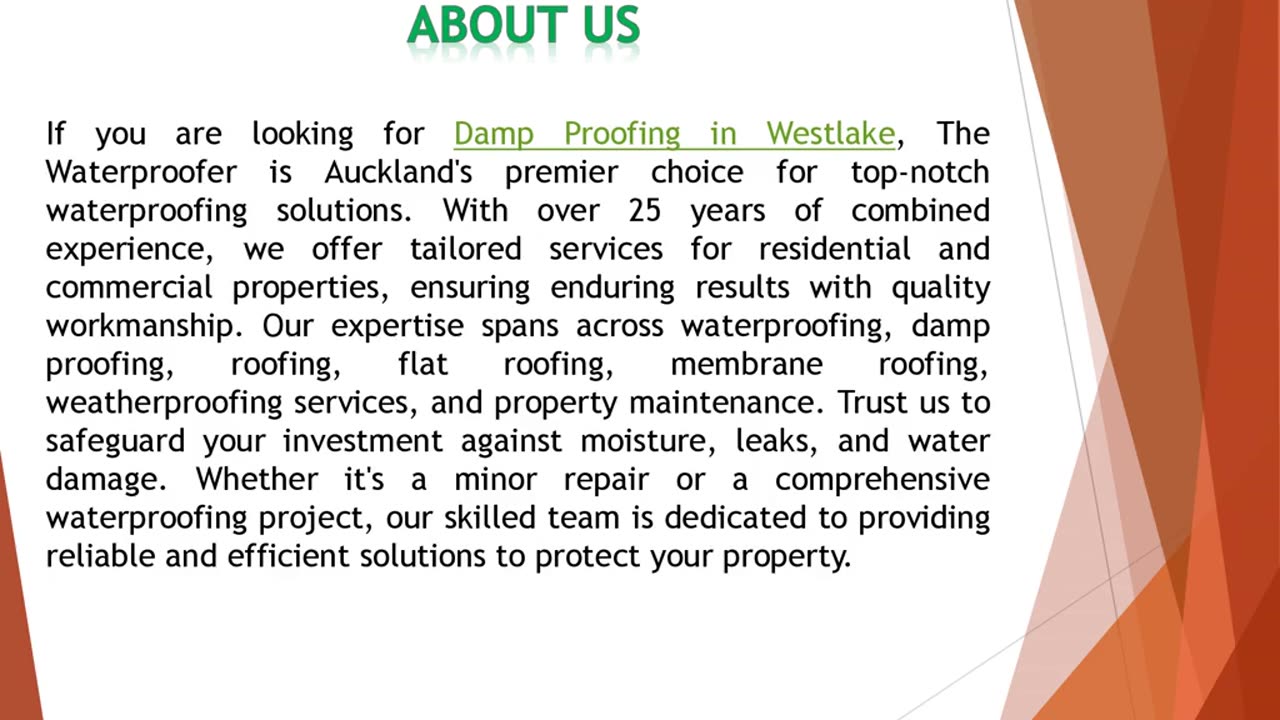 If you are looking for Damp Proofing in Westlake