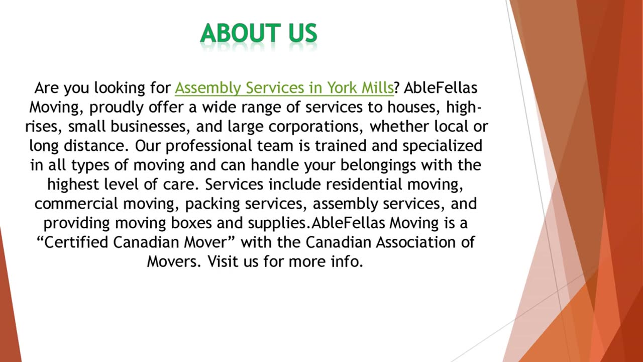 Are you looking for Assembly Services in York Mills?