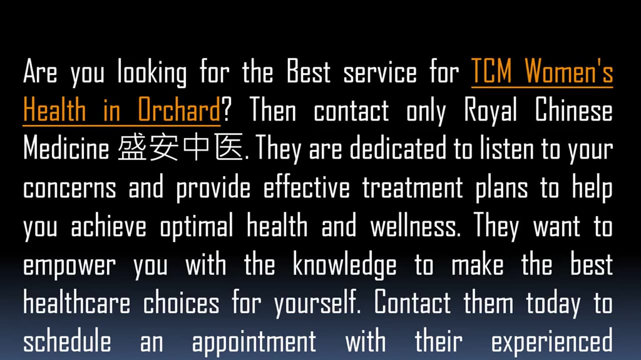 Best service for TCM Women's Health in Orchard