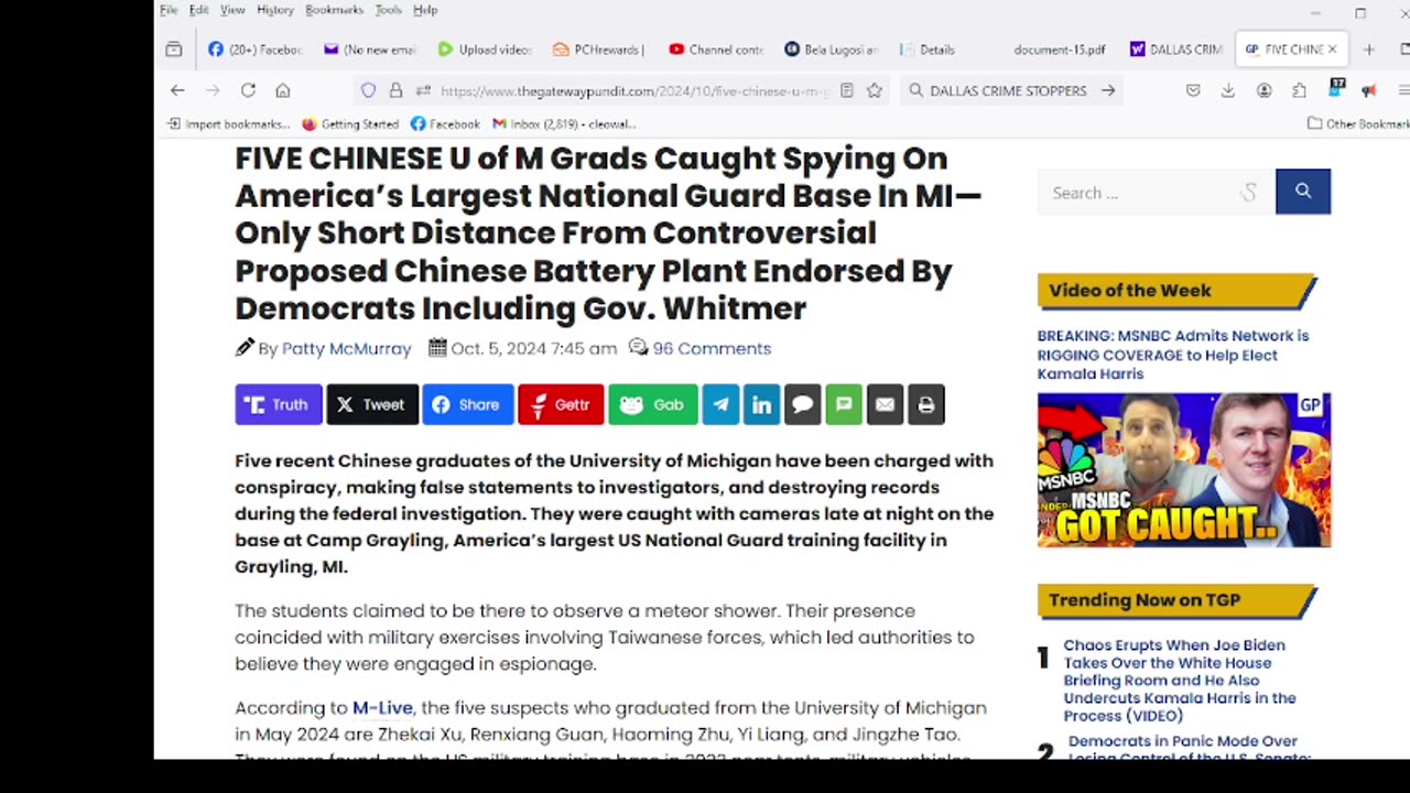 FIVE CHINESE U of M Grads Caught Spying On America’s Largest National Guard Base I