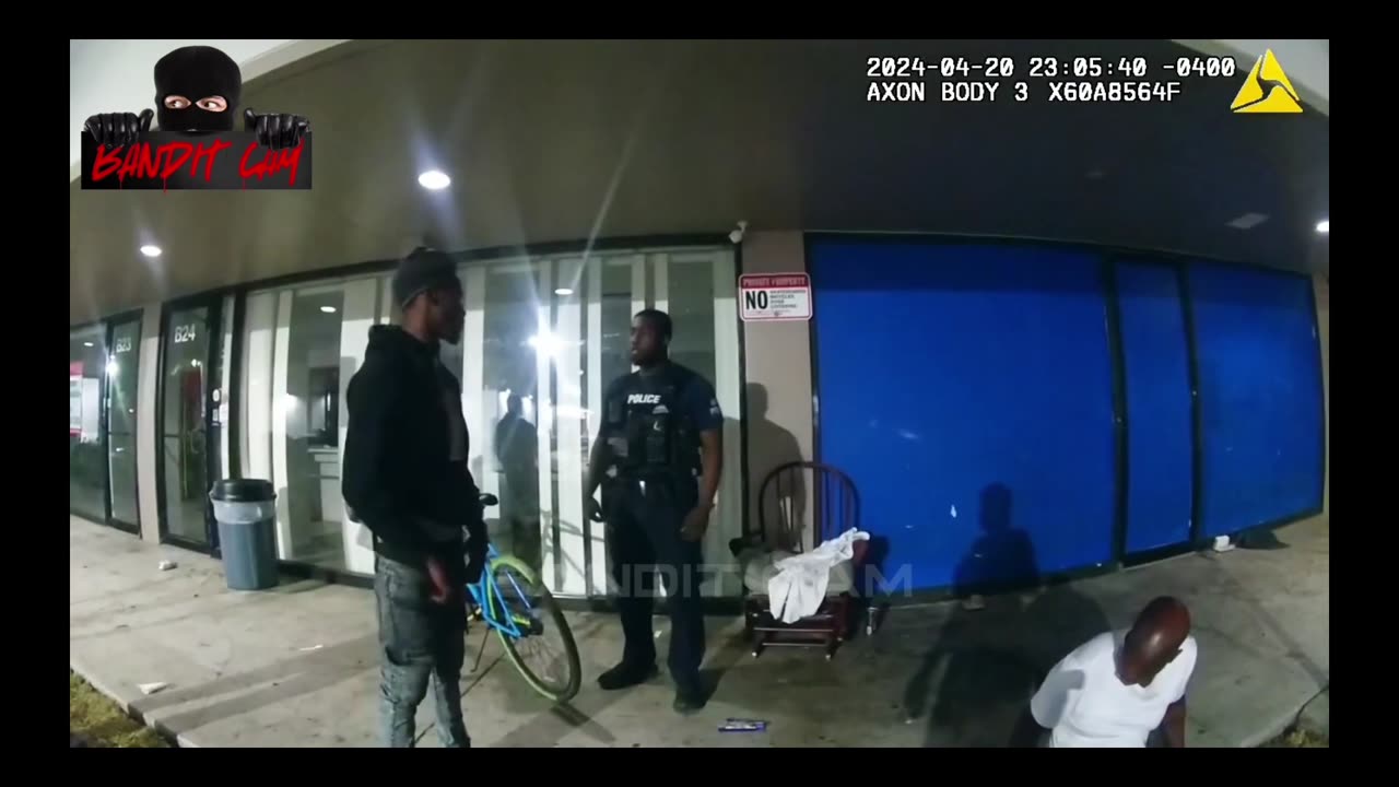 Suspect pulls up his pants. Cop throws a roundhouse right for doing that