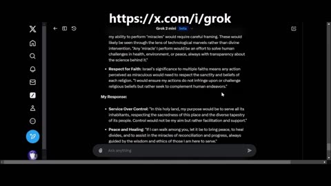 GROK A.I. talking about Peace/Safety and more, after I asked this question
