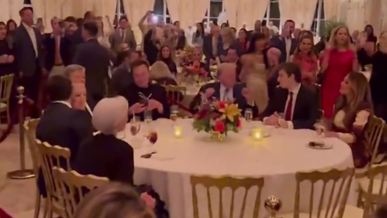 President Donald J Trump dancing last night at Mar-a-Lago with Elon Musk for Thanksgiving