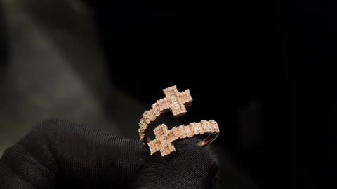 10k Gold 0.75Ctw Natural Diamond Cross Cuff Ring