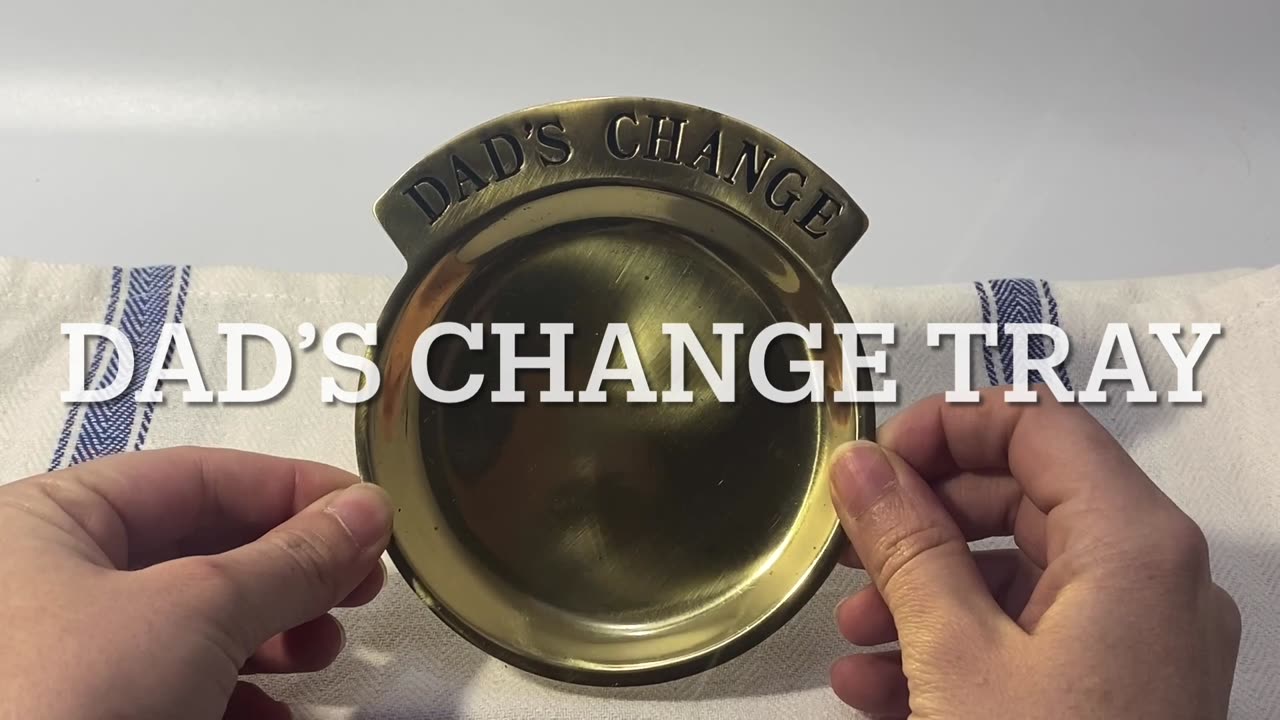 Vintage Russ Brands 'Dad's Change' Coin Brass Dish 1978