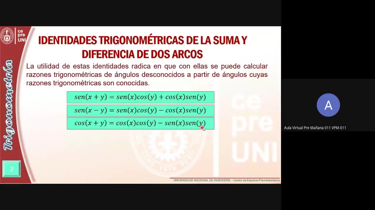 CEPRE UNI 2021 - 2 | SEMANA 07 | TRIGONOMETRÍA S01