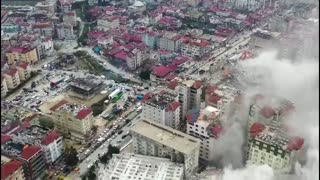 Drone footage shows devastation on Turkey's border