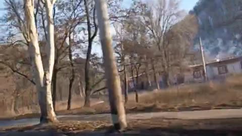 A strong fire after shelling in Donetsk