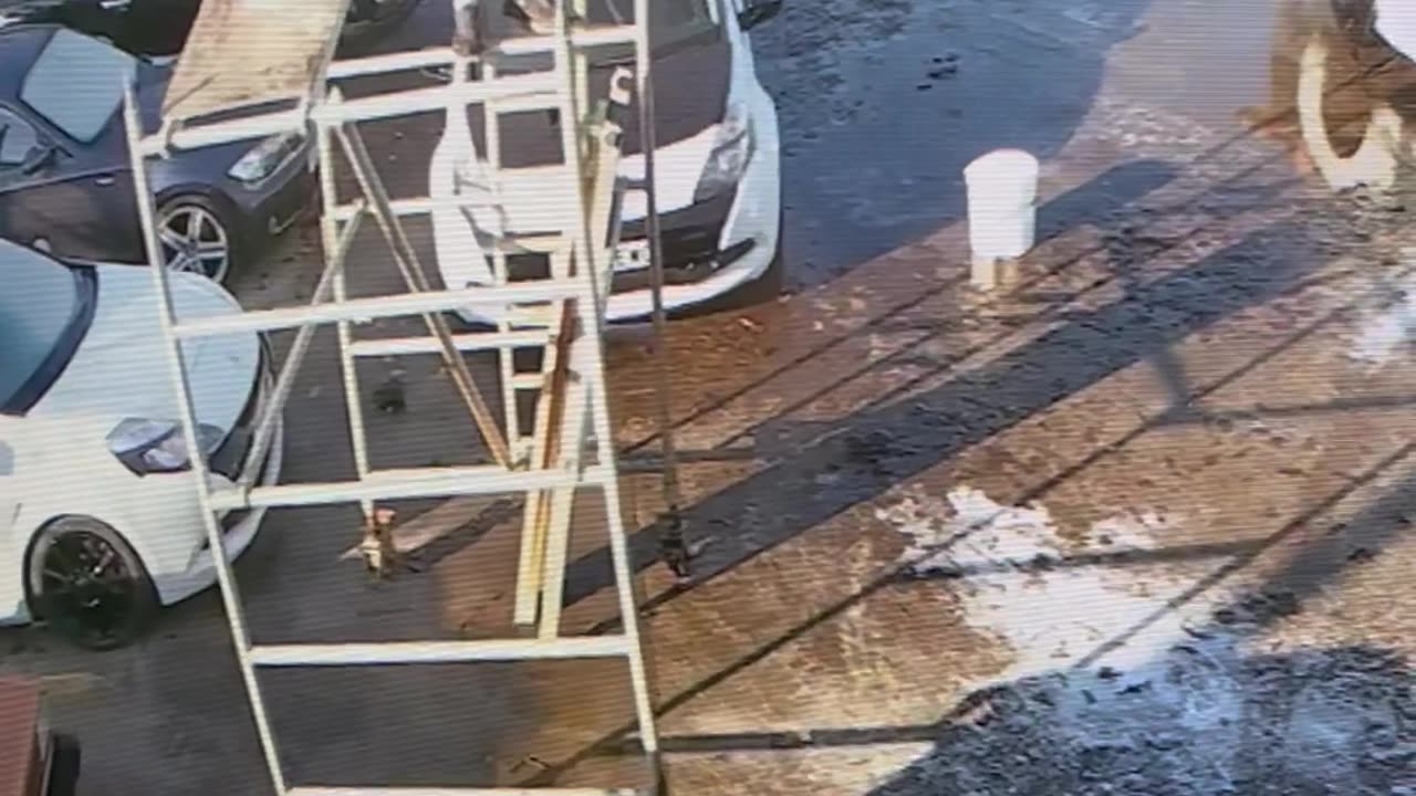 Man Falls From Scaffolding and Smashes Into Car Windshield
