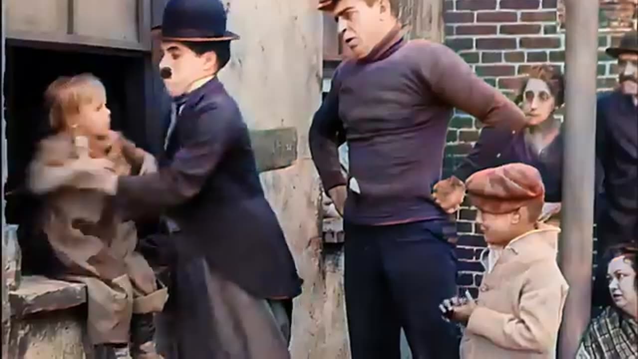 1921 - Charlie Chaplin "The Kid" Episode in colors.