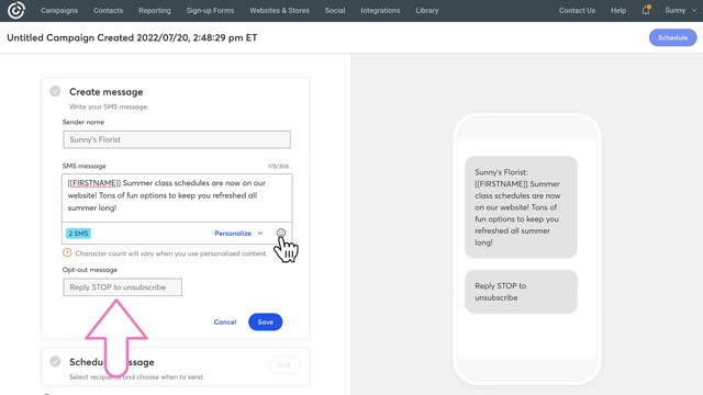 Creating an SMS campaign Constant Contact