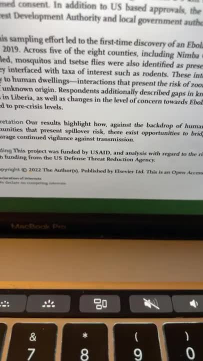 Crazy DTRA-funded Lancet paper, Ebola 2014 Liberia outbreak; published same wk rescue lab fire