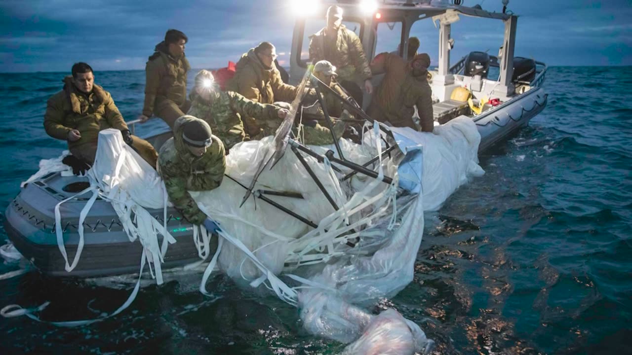 US Navy releases images of spy balloon recovery