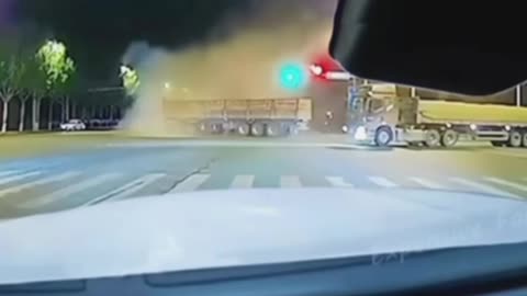 Truck driver ignored the red light