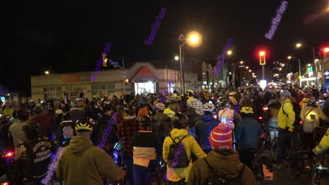 Critical Mass November (Large Group Ride) - High Park to Royal York/Return (timelapse)